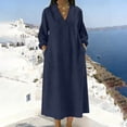 thumbnail image 5 of BUIGTTKLOP Cotton Linen Summer Dresses for Women 3/4 Sleeve Maxi Dresses Casual V Neck A Line Flowy Long Dresses Beach Vacation Clothes, 5 of 6