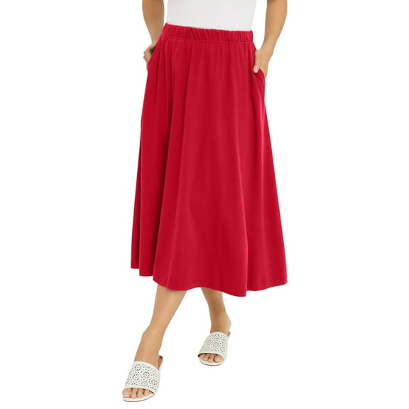Jessica London Women's Plus Size Soft Ease Midi Skirt