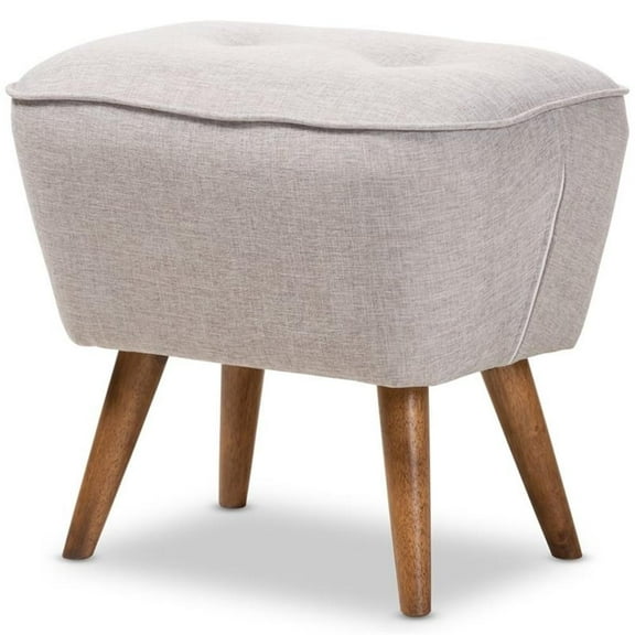 Bowery Hill Ottoman in Greyish Beige and Walnut Brown