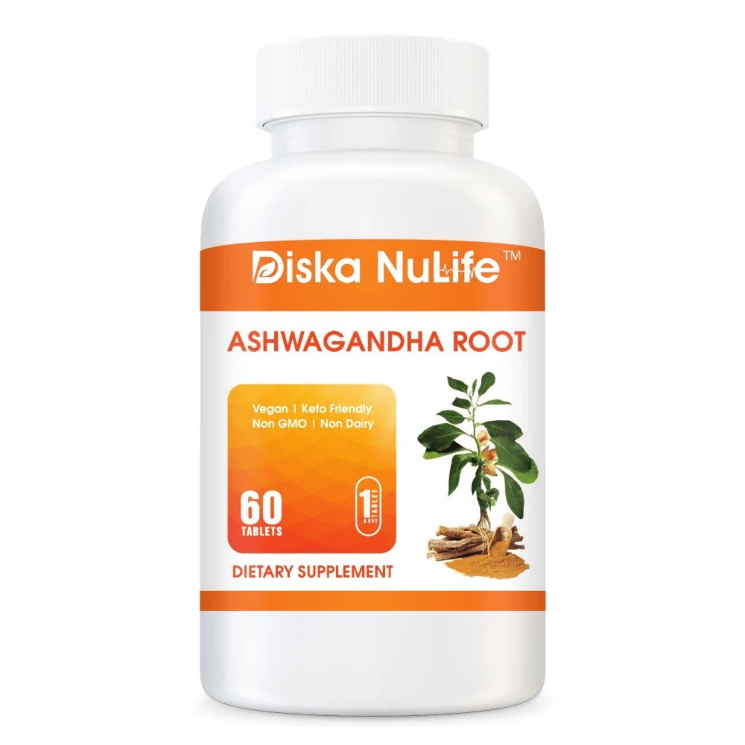 Diska Nulife Ashwagandha Root | 60 Tablets | withBlack Pepper Fruit Extract