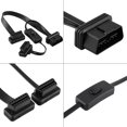 thumbnail image 1 of Qiilu 16 Pin Male To Dual Female OBD2 Splitter Flat Extension Cable Adapter With Switch, 1 of 8