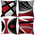 thumbnail image 1 of 4 Pieces Abstract Red Stripes Gray Black White Throw Pillow Covers Modern Decora, 1 of 5