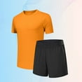 thumbnail image 5 of Stamzod Mens Track Suits 2 Piece Set Summer Solid Color Short Sleeve Shirts and Shorts Casual Activewear Plus Size Athletic Workout Running Short Sets for Men Orange B M, 5 of 6