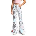thumbnail image 5 of YAYUBA Girl's Flare Pants High Waist Bell Bottom Pants Bootcut Casual Pants Kids Print Stretch Hippie Pants 13-14 Years Light Gray, 5 of 5