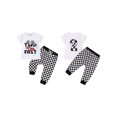 thumbnail image 3 of Aojekbee Baby Boys Birthday Outfit Summer Racing Car Print Short Sleeve T-Shirt and Checkerboard Pants Cute Clothes Set, 3 of 10