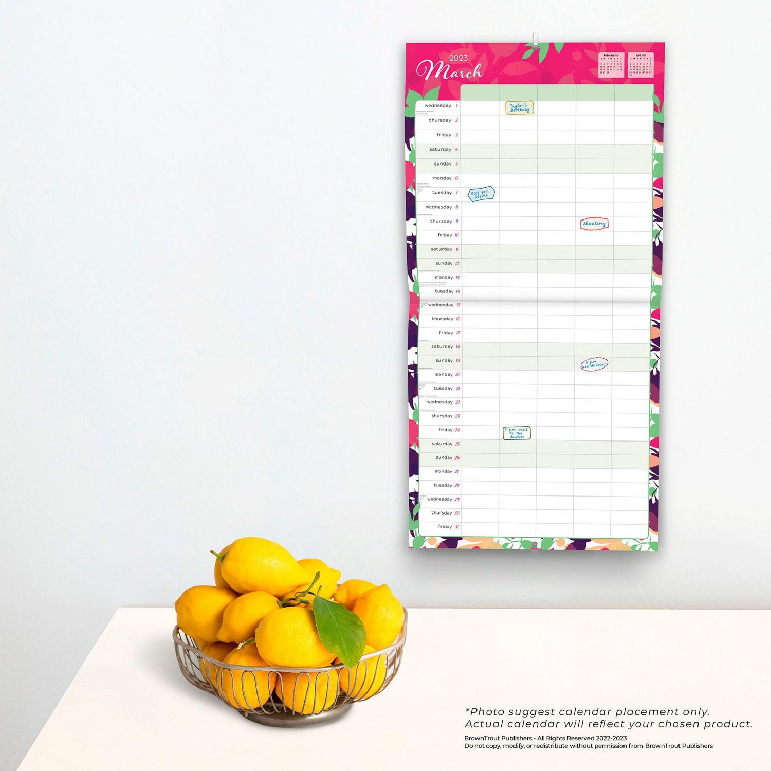 Mom's Family Planner | 2023 12x24 Inch Square Wall Calendar | Stickers
