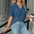 thumbnail image 4 of Women Tops under $5! Cagogo Womens Dressy Casual Boho Blouse Short Puff Sleeve V Neck Lace Trim Tops Summer Trendy Cute Ladies Business Work Shirt Blusas Casuales de Mujer Bonitas, 4 of 9