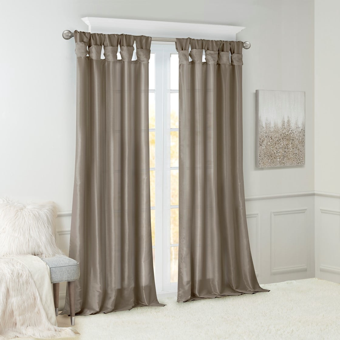 Twist Tab Lined Window Curtain Panel Pewter 50"x108"