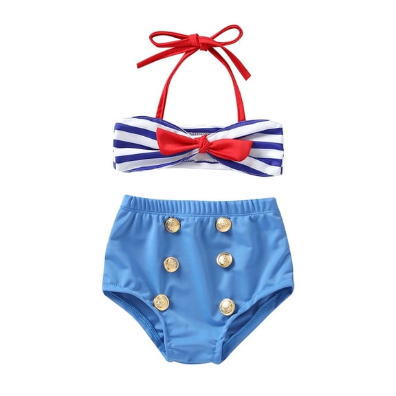 FRSASU 2Pcs Infant Kids Girls Swimwear Straps Swimsuit Bathing Bikini Set Outfits