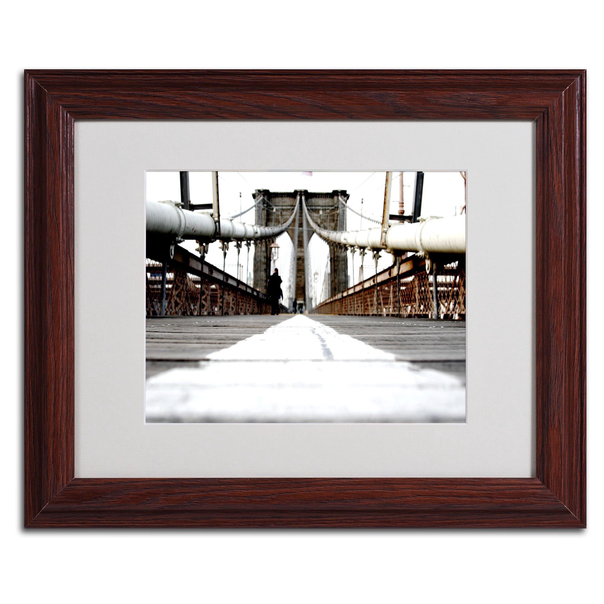 Trademark Fine Art "Brooklyn Bridge" Canvas Art by Yale Gurney, Wood Frame