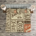 thumbnail image 3 of Ambesonne Nostalgic Quilted Bedspread Set 3 Pcs, Pack Old Advertising, King Size, Cream Brown Orange, 3 of 3