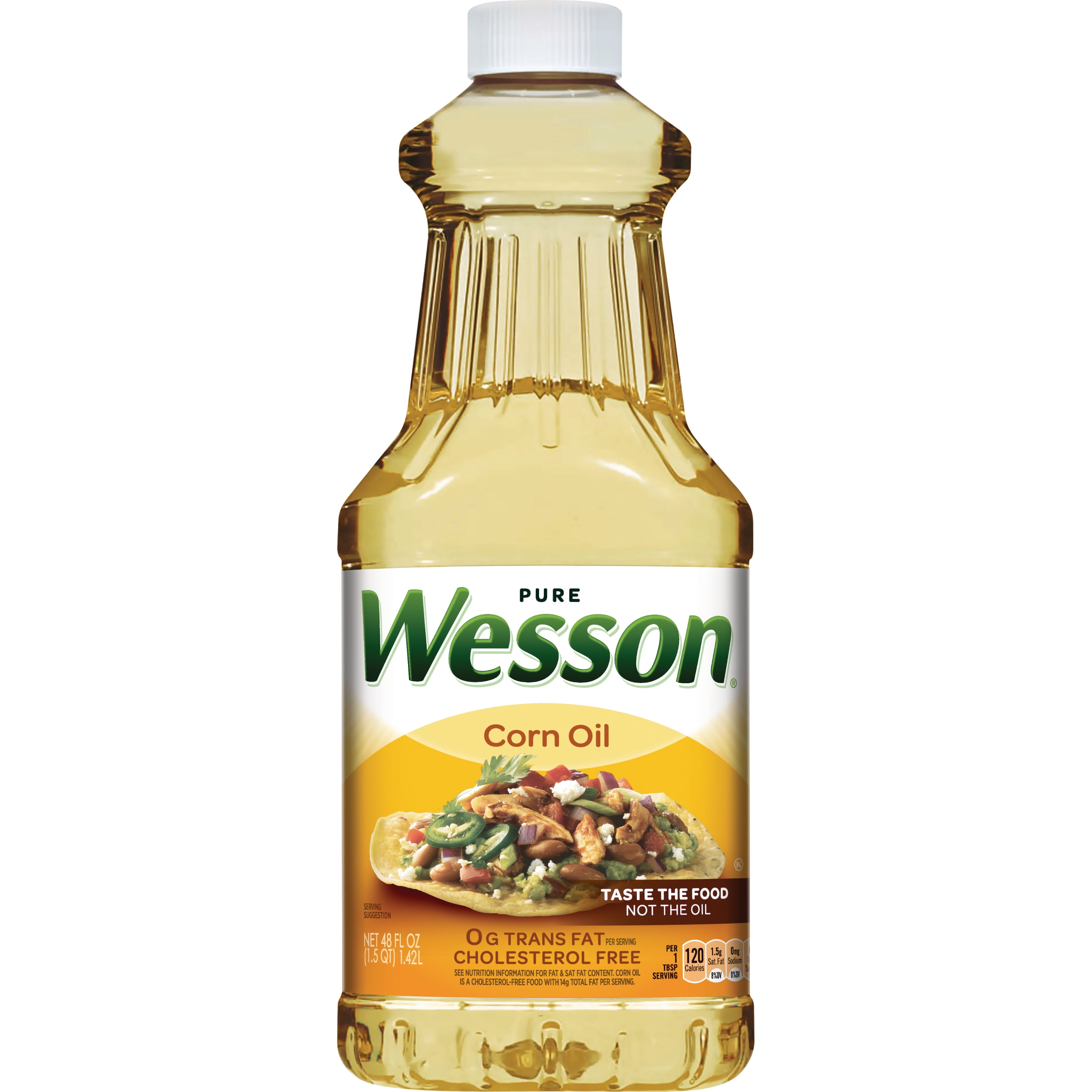WESSON Pure Corn Oil, 0 g Trans Fat, Cholesterol Free, 48 oz.