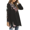 thumbnail image 5 of Grosy Embroidered Tops for Women Plus Size Long Sleeve Tunic Tops Mexican V Neck Peasant Cotton Rayon Blouses Maxi Vintage Boho Bohemian Casual Loose Clothes-Black/367-BK-XL/G, 5 of 8