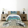 thumbnail image 4 of Ambesonne Summer Quilted Bedspread Set 2 Pcs, Sunbeds SeaSunbeds, Twin Size, Pale Brown White, 4 of 5