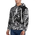 thumbnail image 3 of Pofeuu Gothic Skull Floral Art Print Mens Casual Hooded Collar Drawstring Hoodies Pullover Sweatshirts Casual Long Sleeve Shirts-X-Large, 3 of 7