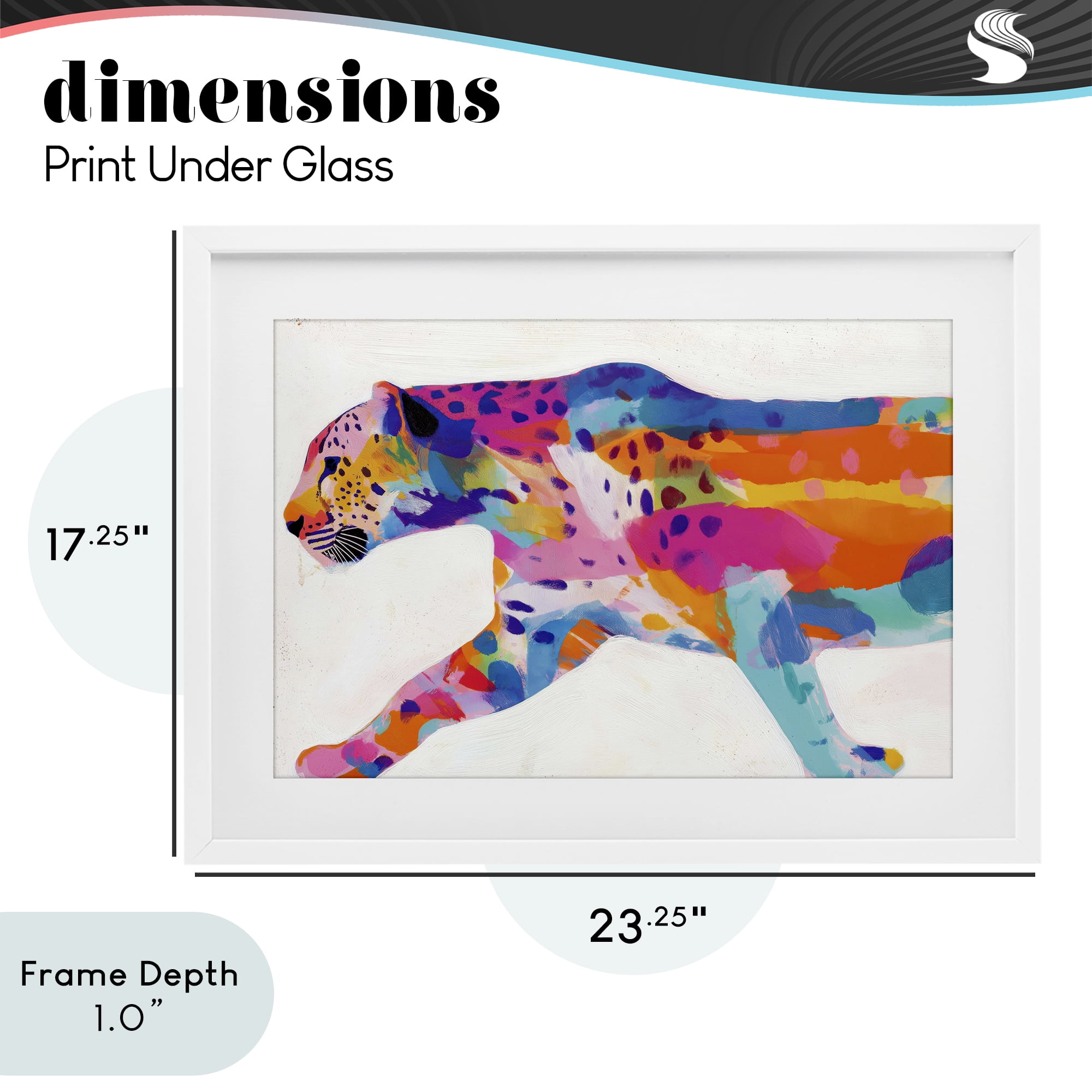 Stupell Industries Vibrant Hued Cheetah In Motion White Framed Print Under Glass, design by Chromatic Storm Studio
