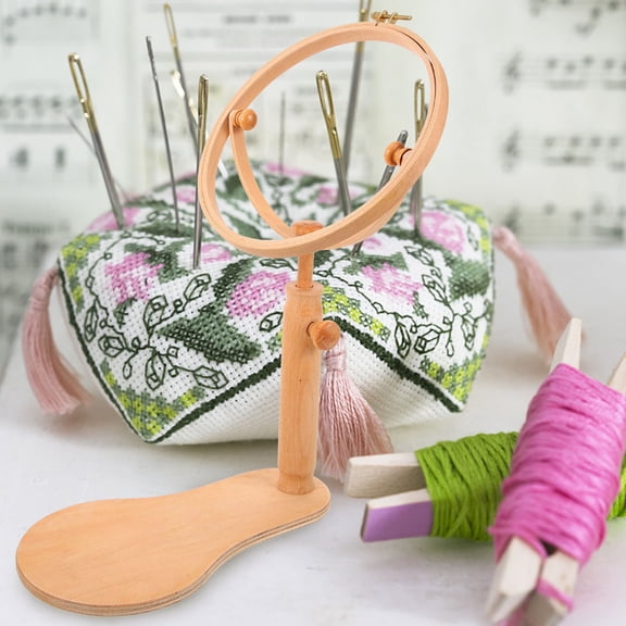 WHAMVOX Wooden Embroidery Stand Embroidery Support Stand Embroidery Hoop Bracket Desk Embroidery Holder
