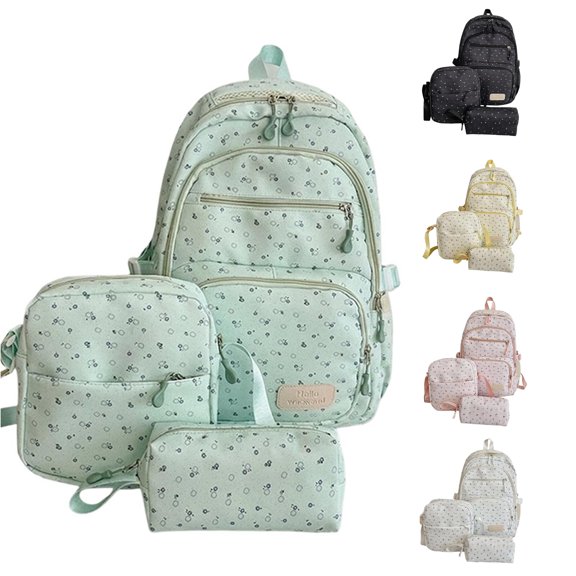 UJNDER Cute Polka Pattern Backpack for High Large Capacity Lightweight Daypack with Design for Daily Use High School Backpacks,03_Green,Large