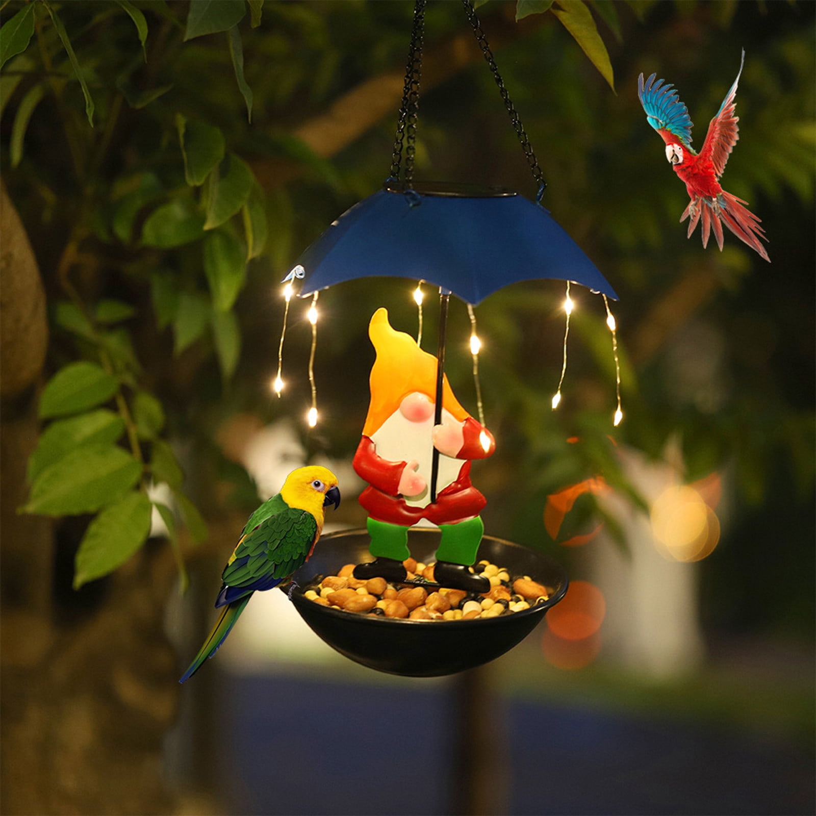 Nkmbld Hanging Bird Feeder for Outdoors, Solar Powered Garden Hanging Hummingbirds Feeder for Outside Patio Lawn Yard Decoration