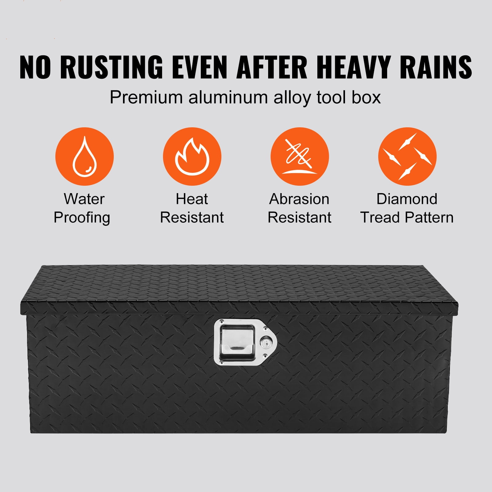 VEVOR Truck Tool Box 30"x13"x9.6" Heavy Duty Aluminum Bar Tread Tool Box for Pick Up Truck Bed