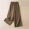thumbnail image 2 of Lovskoo Wide Leg Pants for Women Cotton and Linen Summer Loose High Waisted Slim Solid Color Pants Khaki, 2 of 9