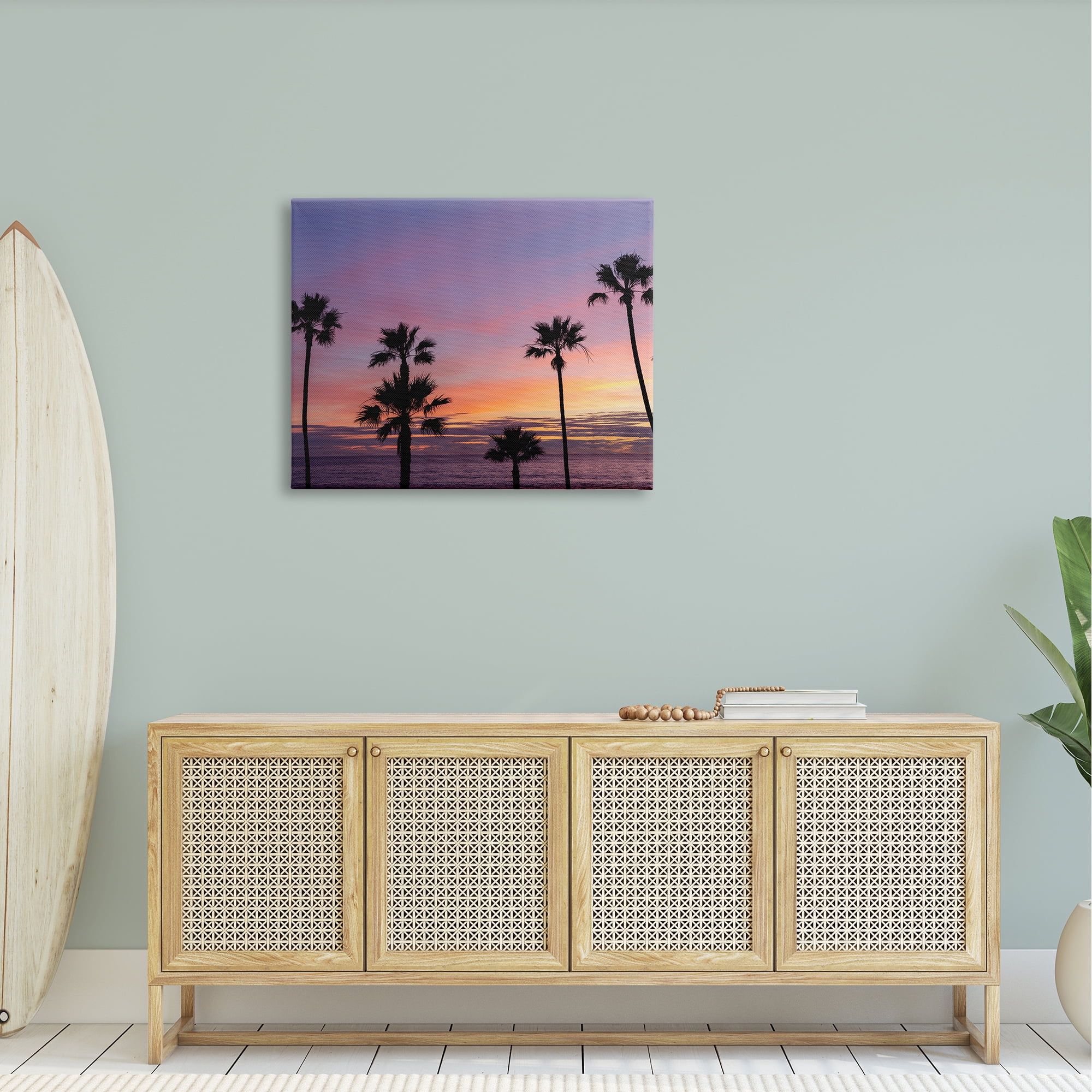 Stupell Industries Purple Sunrise Sky Tall Palm Trees Silhouettes Photograph Gallery Wrapped Canvas Print Wall Art, Design by Jeff Poe Photography