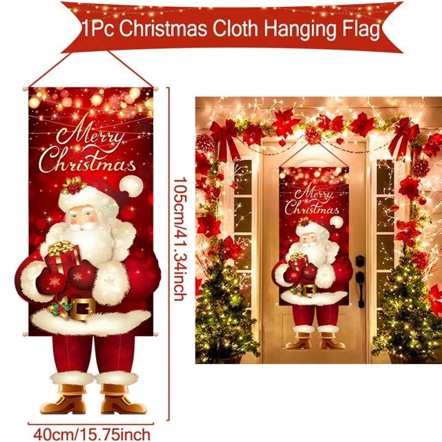 Bandera colgante de Feliz Navidad, decoraciones navideñas para la puerta del hogar, adornos navideños, regalos de Navidad, decoración de Año Nuevo 2023
