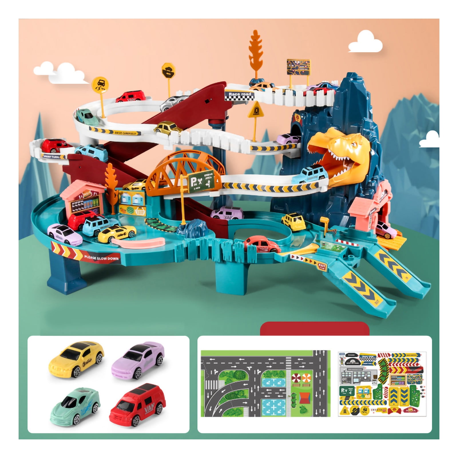 Juguete De Rampa De Coches De Madera En Zigzag – Tobogán Con 4 Mini Coches Numerados, Pista De Carreras Para Bebés Y Niños De 1 A 3 Años, Desarrollo De Colores Y Números