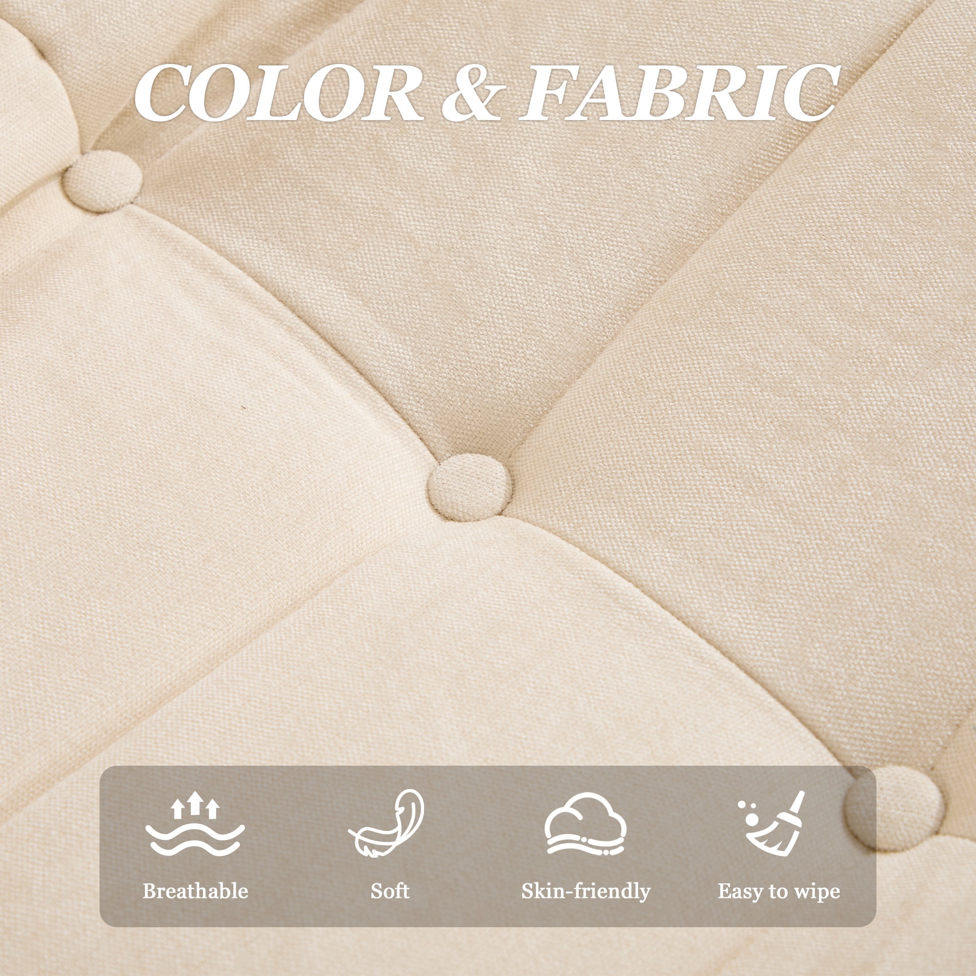 MOONMISS 53.14" Chenille Upholstered Oversized Lazy Sofa, 2-Seater Floor Sofa,Deep Seat Floor Bean Bag Loveseat for Cozy Home Decor, Beige