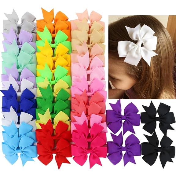 Boutique Grosgrain Hair Bows, Alligator Clips, 40 Pieces, 3 Inch