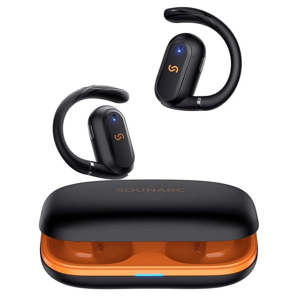 Open-Ear Bluetooth Earphones – Captivating Bass, Ultra-Soft Design, 12 Hours of Playtime and 40 Hours with Charging Case (Wireless Version 5.3) SOUNARC QS01