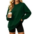 thumbnail image 2 of Stralyhd Sweatshirt for Women Oversized Long Sleeve Crewneck Sweater 2026 Winter Casual Fashion Pullover Tops Comfort Loose Fit Clothes Basic Lounge Wear Dark Green XXL, 2 of 4