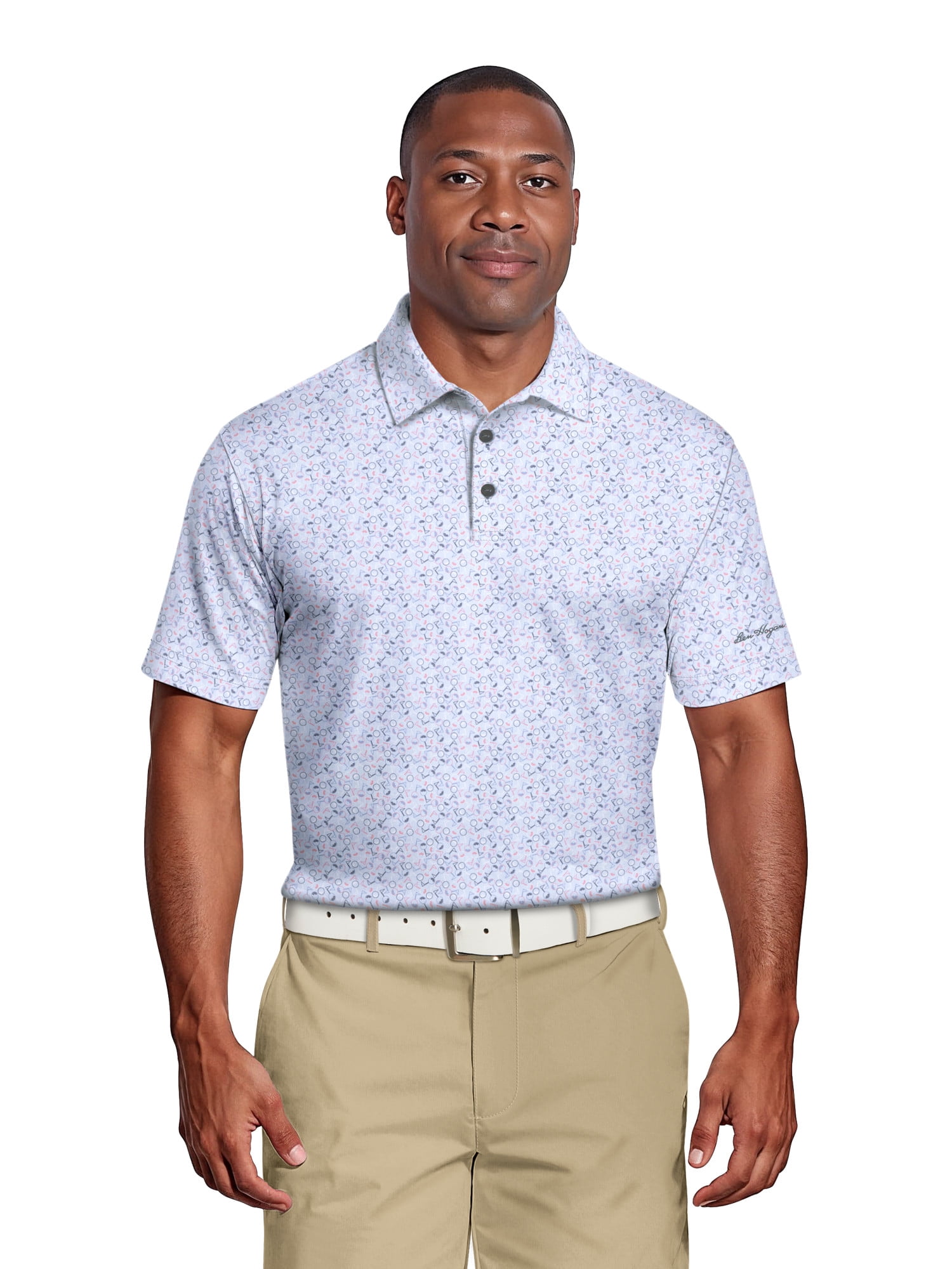 Ben Hogan Men's & Big Men's Performance Multicolor Mini Golf Short Sleeve Polo Shirt, up to 5XL