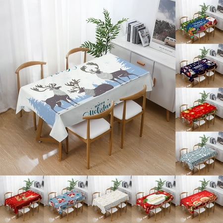 

Bluelans Rectangle Tablecloth Oilproof & Waterproof & Stain Resistant Table Cloth Wrinkle Free Fabric Washable Polyester Christmas Table Cover for Christmas Dining/Party/Buffet