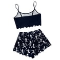 thumbnail image 6 of MuXiKeJi Clothes Halloween Pajamas For Women Sexy Y2k Cute Print Fall Pajama Ruffle Sleeveless Cami Crop Top and Elastic High Waist Shorts 2 Piece Set Funny Skeleton Spooky Lounge Holiday Pjs, 6 of 6