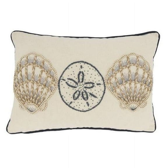 Saro Lifestyle Underwater Wonders Embroidered Shells Throw Pillow Cover