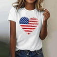 thumbnail image 2 of 4Th of July Patriotic T-Shirt for Womens Round Neck Tee Short Sleeve Tops Flag Printed T Shirts Pullover Sweater Blouses Slim Fitted Tunics Tops USA Flag Star Independence Day Blouses, 2 of 5