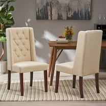 Noble House Cordella Contemporary Fabric Dining Chair, Set of 2, Beige