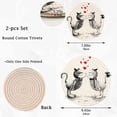 thumbnail image 2 of FREEAMG 2 Pack Cute Kiss Couple Cats Valentine's Day Round Cotton Woven Pot Holders Trivets Set, Heat Resistant Pad Mat for Kitchen Decor Cooking Supplies, 2 of 5