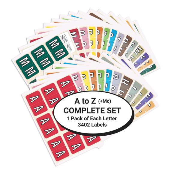 Alphabet Labels for File Folders, A to Z Plus Mc Complete Set, NO File Box and Indexes, Doctor Stuff, 126 Stickers of Each Letter, 3402 Labels, Barkley/Sycom FABKM - BRAM Series Compatible Stickers