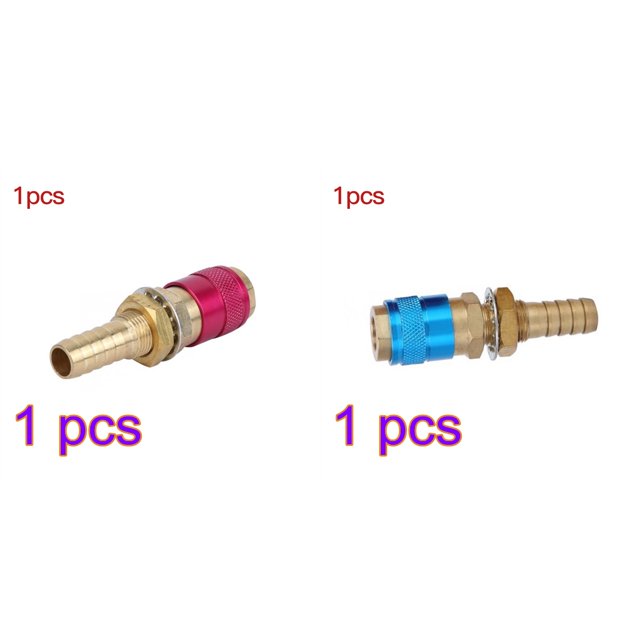 2pcs Welding Torch Quick Connector Water Cooled and Air Adapter TIG Welding Torch Metal Connector φ10 Blue Red Workhe