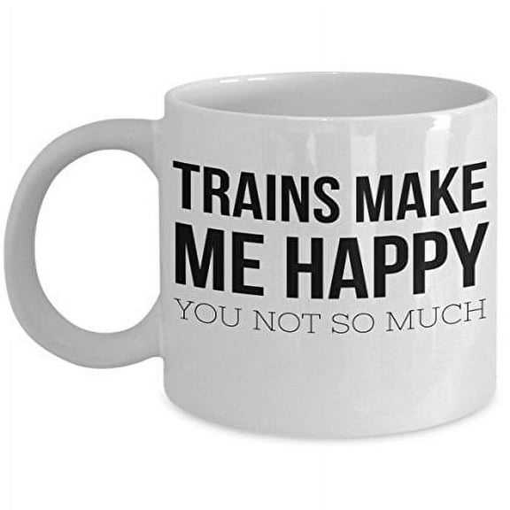 Stuch Designs Trains Coffee Mug - Make Me Happy - Gifts for Conductors - 11oz White Ceramic Cup