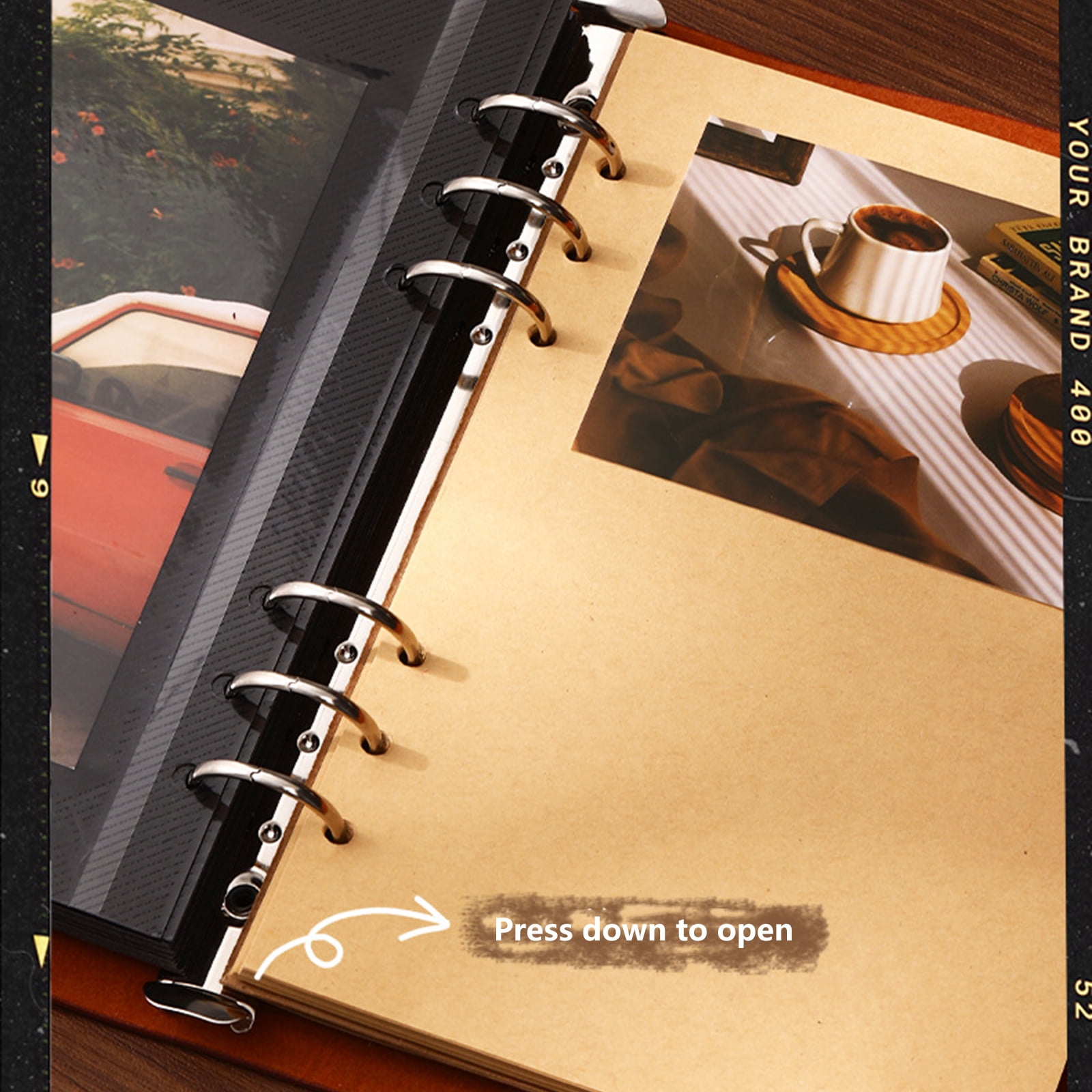 Compacts Size Travel Journal Scrapbook Leather Cover Notebook Memory Book Perfect for Photos Home Display Decoration