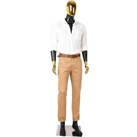 Kinbor Full Body Male Mannequin - Handsome Tall Male Mannequin with Stable Metal Base, Stylish Manne quin Dress Form Display with Adjustable Head and Arms, Detachable Manikins, Black&Gold