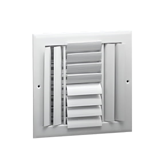 Hart & Cooley 8" x 8" Aluminum Curved Blade Register, Multi-Shutter Damper, 4-Way, White