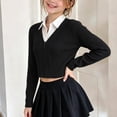 thumbnail image 5 of TGSLY Ribbed Knit Cropped Cardigan for Girls Soft V Neck Zip Up Long Sleeve Sweater Causal Solid Color Fall Winter Outerwear with Thumbholes 11-12 Years, 5 of 8