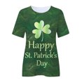 thumbnail image 4 of Pompotops Femmes Casual St. Patrick'S Day Imprimé Manches Courtes O-Cou Pull-Shirt Tops, 4 of 5