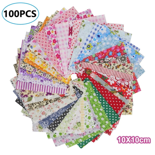 100pcs Quilting Fabric, TSV Cotton Craft Fabric Bundle Patchwork Pre