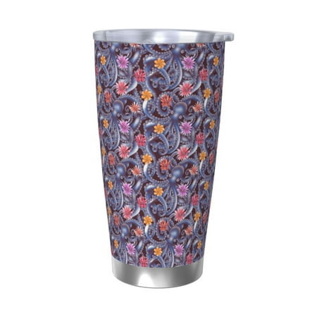 

Logiee Octopus and flower Print 20OZ Car Cup with Lid Stainless Steel Vacuum Insulated Double Wall Travel Tumbler Durable Insulated Coffee Mug Thermal Cup with Straw-Without Straw