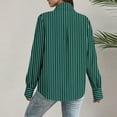 thumbnail image 4 of vdgthytj Women's Button down Shirts Striped Lantern Long Sleeve Blouse Casual Loose Work Office Tops, 4 of 7